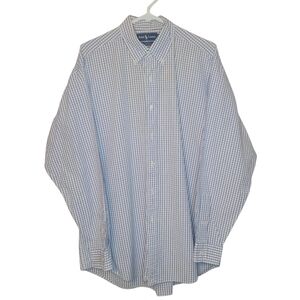 Ralph Lauren Blake Shirt Mens L Blue Check Plaid Cotton Button Down Classic Fit